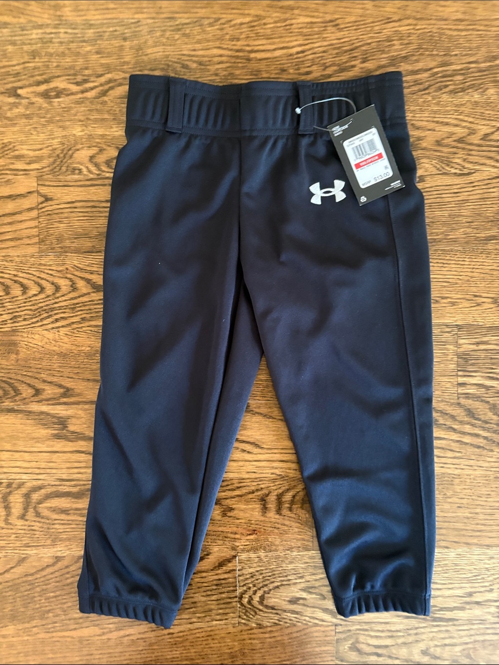 Under Armour Black Kids Baseball Pants  with White Logo